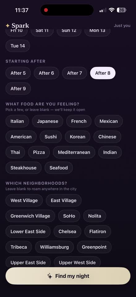 Pick your cuisines and neighborhoods across NYC